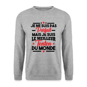 Pas parfait mais le meilleur tonton du monde - Sweat-shirt Unisexe - gris chiné - Devant - Alina (178cm) & Michal (187cm)