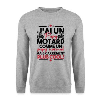 J ai un papy motard comme un papy normal - Sweat-shirt Unisexe - gris chiné - Devant - Alina (178cm) & Michal (187cm)