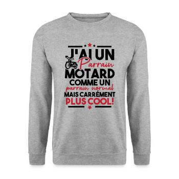 J ai un parrain motard comme un parrain normal - Sweat-shirt Unisexe - gris chiné - Devant - Alina (178cm) & Michal (187cm)