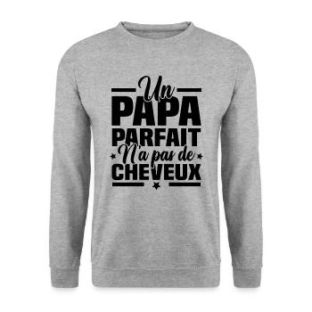 Un papa parfait n'a pas de cheveux - Sweat-shirt Unisexe - gris chiné - Devant - Alina (178cm) & Michal (187cm)