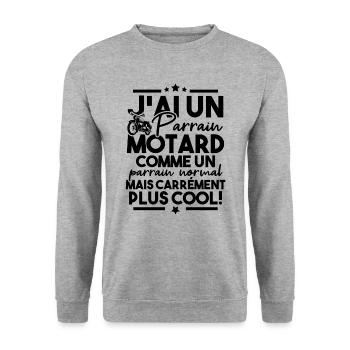 J ai un parrain motard comme un parrain normal - Sweat-shirt Unisexe - gris chiné - Devant - Alina (178cm) & Michal (187cm)