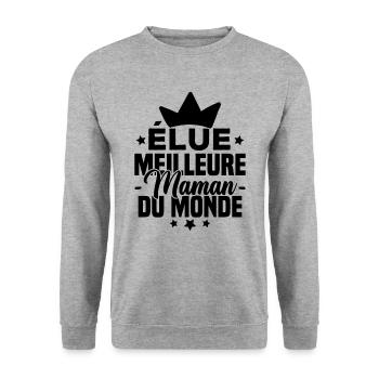 Élue meilleure maman du monde - Sweat-shirt Unisexe - gris chiné - Devant - Alina (178cm) & Michal (187cm)