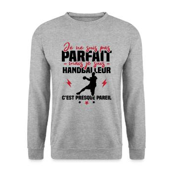 Pas parfait mais handballeur - Sweat-shirt Unisexe - gris chiné - Devant - Alina (178cm) & Michal (187cm)