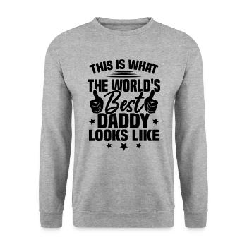 So sieht der beste Vater der Welt aus - Unisex Pullover - Weißgrau meliert - Vorne - Alina (178cm) & Michal (187cm)