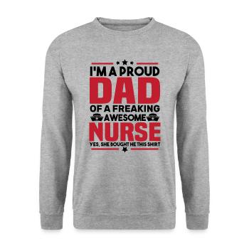 Proud to be the father of a great nurse - Unisex Sweatshirt - salt & pepper - Front - Alina (178cm) & Michal (187cm)