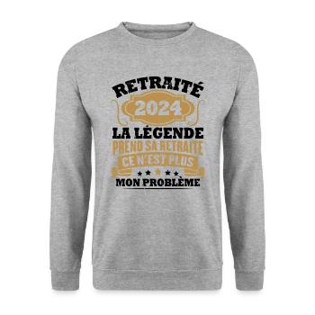 Humour Cadeau Retraité 2024, Retraité En 2024 - Sweat-shirt Unisexe - gris chiné - Devant - Alina (178cm) & Michal (187cm)