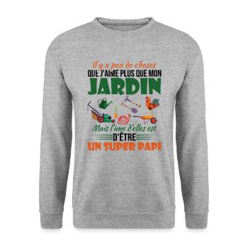 J'aime mon jardin et un super papi - Sweat-shirt Unisexe - gris chiné - Devant - Alina (178cm) & Michal (187cm)