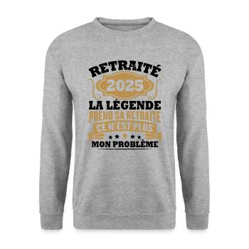 Humour Cadeau Retraité 2025, Retraité En 2025 - Sweat-shirt Unisexe - gris chiné - Devant - Alina (178cm) & Michal (187cm)