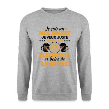 Je veux juste jouer aux fléchettes et bière - Sweat-shirt Unisexe - gris chiné - Devant - Alina (178cm) & Michal (187cm)