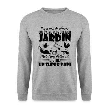 J'aime mon jardin et un super papi - Sweat-shirt Unisexe - gris chiné - Devant - Alina (178cm) & Michal (187cm)