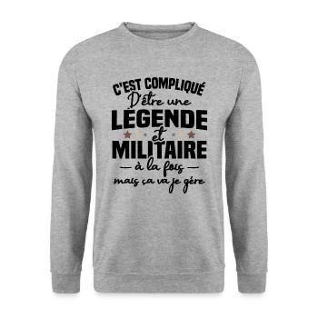 Légende et militaire - Sweat-shirt Unisexe - gris chiné - Devant - Alina (178cm) & Michal (187cm)