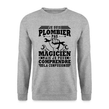 Je suis plombier - Sweat-shirt Unisexe - gris chiné - Devant - Alina (178cm) & Michal (187cm)