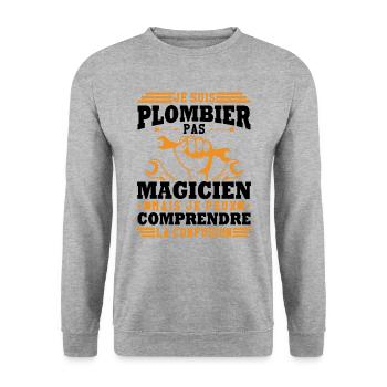 Je suis plombier - Sweat-shirt Unisexe - gris chiné - Devant - Alina (178cm) & Michal (187cm)