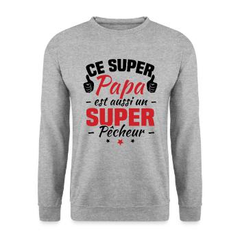 Ce super papa est aussi un super pêcheur - Sweat-shirt Unisexe - gris chiné - Devant - Alina (178cm) & Michal (187cm)