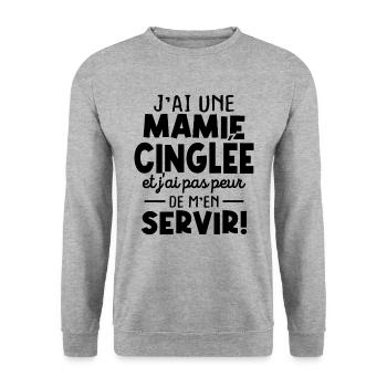 J'ai une mamie cinglée et je peux m'en servir - Sweat-shirt Unisexe - gris chiné - Devant - Alina (178cm) & Michal (187cm)