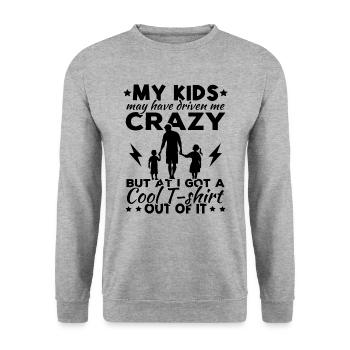 Meine Kinder haben mich vielleicht in den Wahnsinn getrieben - Unisex Pullover - Weißgrau meliert - Vorne - Alina (178cm) & Michal (187cm)
