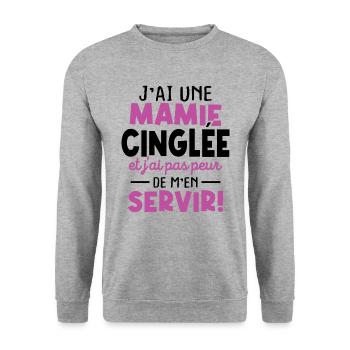 J'ai une mamie cinglée et je peux m'en servir - Sweat-shirt Unisexe - gris chiné - Devant - Alina (178cm) & Michal (187cm)