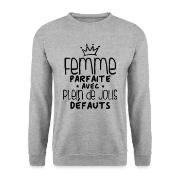 Femme parfaite avec plein de jolis défauts - Sweat-shirt Unisexe - gris chiné - Devant - Alina (178cm) & Michal (187cm)