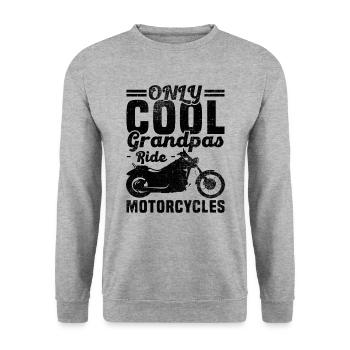 Only cool grandpa's ride motorcycle - Unisex Sweatshirt - salt & pepper - Front - Alina (178cm) & Michal (187cm)