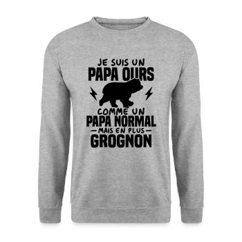 Je suis un papa ours comme un papa normal cadeau - Sweat-shirt Unisexe - gris chiné - Devant - Alina (178cm) & Michal (187cm)