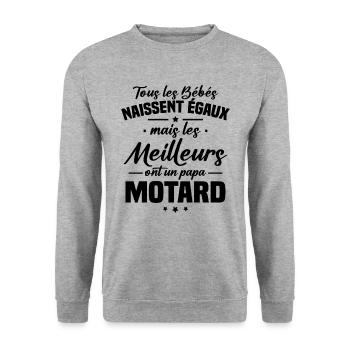 Bébés égaux meilleurs ont un papa motard - Sweat-shirt Unisexe - gris chiné - Devant - Alina (178cm) & Michal (187cm)