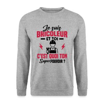 Je suis bricoleur - Sweat-shirt Unisexe - gris chiné - Devant - Alina (178cm) & Michal (187cm)