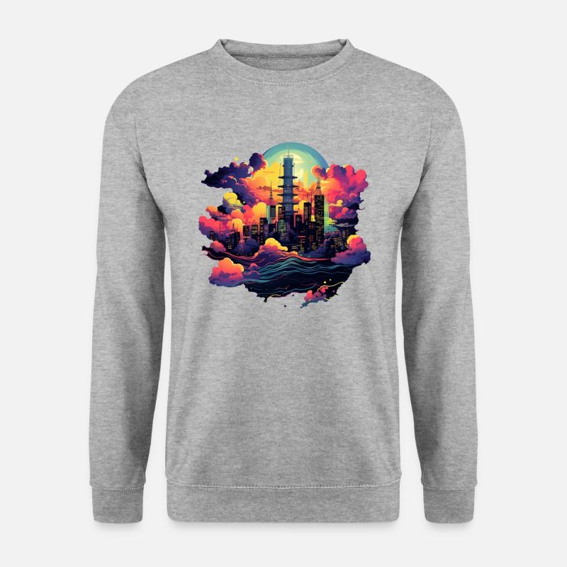 Tokyo Skyline - Unisex Pullover - Weißgrau meliert