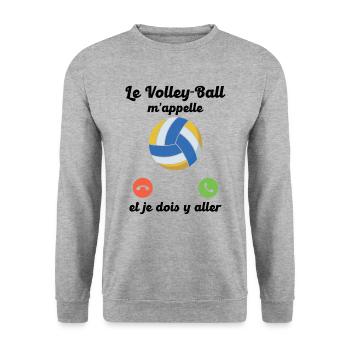 Volley-ball appelle et je dois y aller - Sweat-shirt Unisexe - gris chiné - Devant - Alina (178cm) & Michal (187cm)