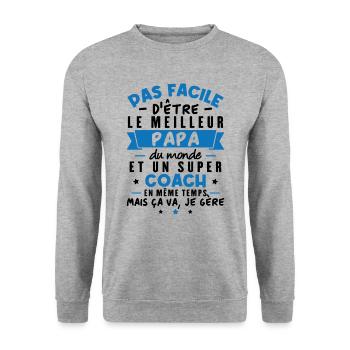 Papa et Coach - Sweat-shirt Unisexe - gris chiné - Devant - Alina (178cm) & Michal (187cm)