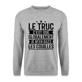 Globalement je m'en bats les couilles - Sweat-shirt Unisexe - gris chiné - Devant - Alina (178cm) & Michal (187cm)