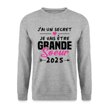 Je Vais être Grande Soeur 2025 - Sweat-shirt Unisexe - gris chiné - Devant - Alina (178cm) & Michal (187cm)