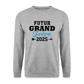 Futur Grand Frère 2025 - Sweat-shirt Unisexe - gris chiné - Devant - Alina (178cm) & Michal (187cm)