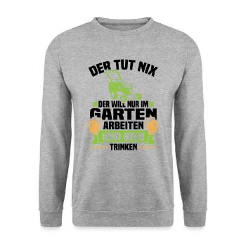 Will nur im garten arbeiten und bier trinken - Unisex Pullover - Weißgrau meliert - Vorne - Alina (178cm) & Michal (187cm)