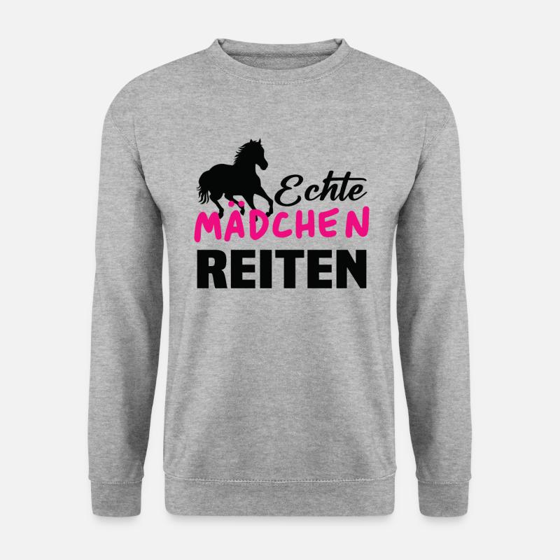 Echte mädchen reiten - Unisex Pullover - Weißgrau meliert