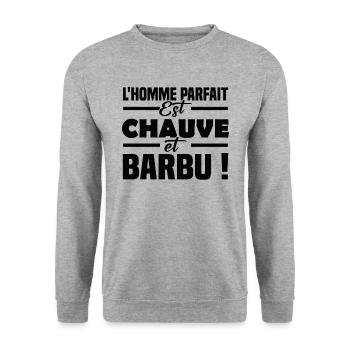 L homme parfait est chauve et barbu - Sweat-shirt Unisexe - gris chiné - Devant - Alina (178cm) & Michal (187cm)