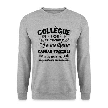 Collègue on a essayé de te trouver le meilleur - Sweat-shirt Unisexe - gris chiné - Devant - Alina (178cm) & Michal (187cm)