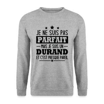 Je suis un durand - Sweat-shirt Unisexe - gris chiné - Devant - Alina (178cm) & Michal (187cm)