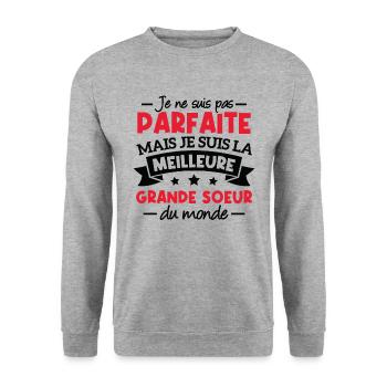 Je suis la meilleure grande soeur du monde - Sweat-shirt Unisexe - gris chiné - Devant - Alina (178cm) & Michal (187cm)