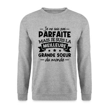 Je suis la meilleure grande soeur du monde - Sweat-shirt Unisexe - gris chiné - Devant - Alina (178cm) & Michal (187cm)