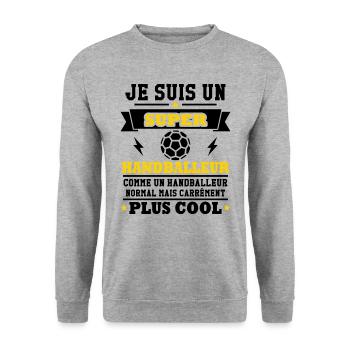 Je suis un super handballeur - Sweat-shirt Unisexe - gris chiné - Devant - Alina (178cm) & Michal (187cm)