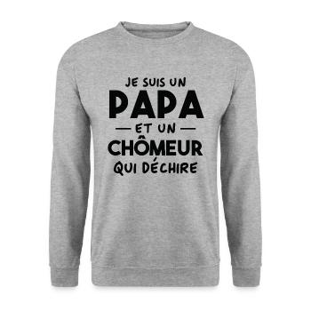 Je suis un papa et un Chômeur qui déchire - Sweat-shirt Unisexe - gris chiné - Devant - Alina (178cm) & Michal (187cm)