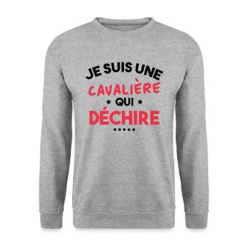 Je suis Une cavalière Qui déchire - Sweat-shirt Unisexe - gris chiné - Devant - Alina (178cm) & Michal (187cm)