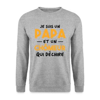 Je suis un papa et un Chômeur qui déchire - Sweat-shirt Unisexe - gris chiné - Devant - Alina (178cm) & Michal (187cm)