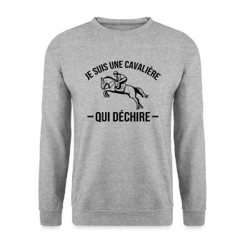 Je suis Une cavalière Qui déchire - Sweat-shirt Unisexe - gris chiné - Devant - Alina (178cm) & Michal (187cm)