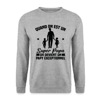 Un super papa - Sweat-shirt Unisexe - gris chiné - Devant - Alina (178cm) & Michal (187cm)