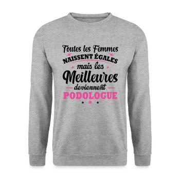 Femme et meilleures podologue - Sweat-shirt Unisexe - gris chiné - Devant - Alina (178cm) & Michal (187cm)