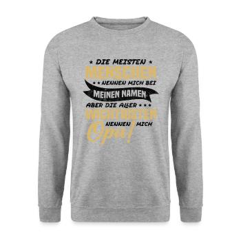 Die aller wichtigsten nennen mich opa - Unisex Pullover - Weißgrau meliert - Vorne - Alina (178cm) & Michal (187cm)