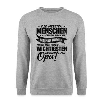 Die aller wichtigsten nennen mich opa - Unisex Pullover - Weißgrau meliert - Vorne - Alina (178cm) & Michal (187cm)