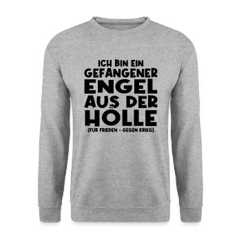 Gefallener Engel aus der Hölle - Unisex Pullover - Weißgrau meliert - Vorne - Alina (178cm) & Michal (187cm)
