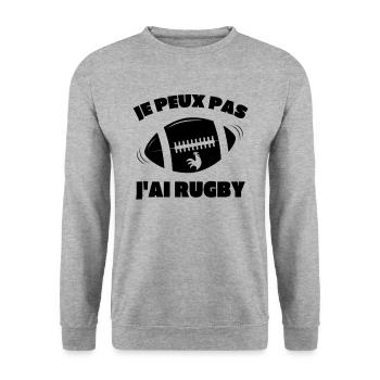 Je Peux Pas J'ai Rugby - Sweat-shirt Unisexe - gris chiné - Devant - Alina (178cm) & Michal (187cm)